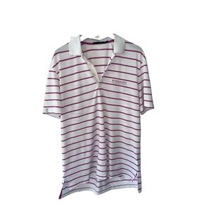 RLX Ralph Lauren Golf Polo Shirt Pink White Stripe Wyndham Championship Mens L